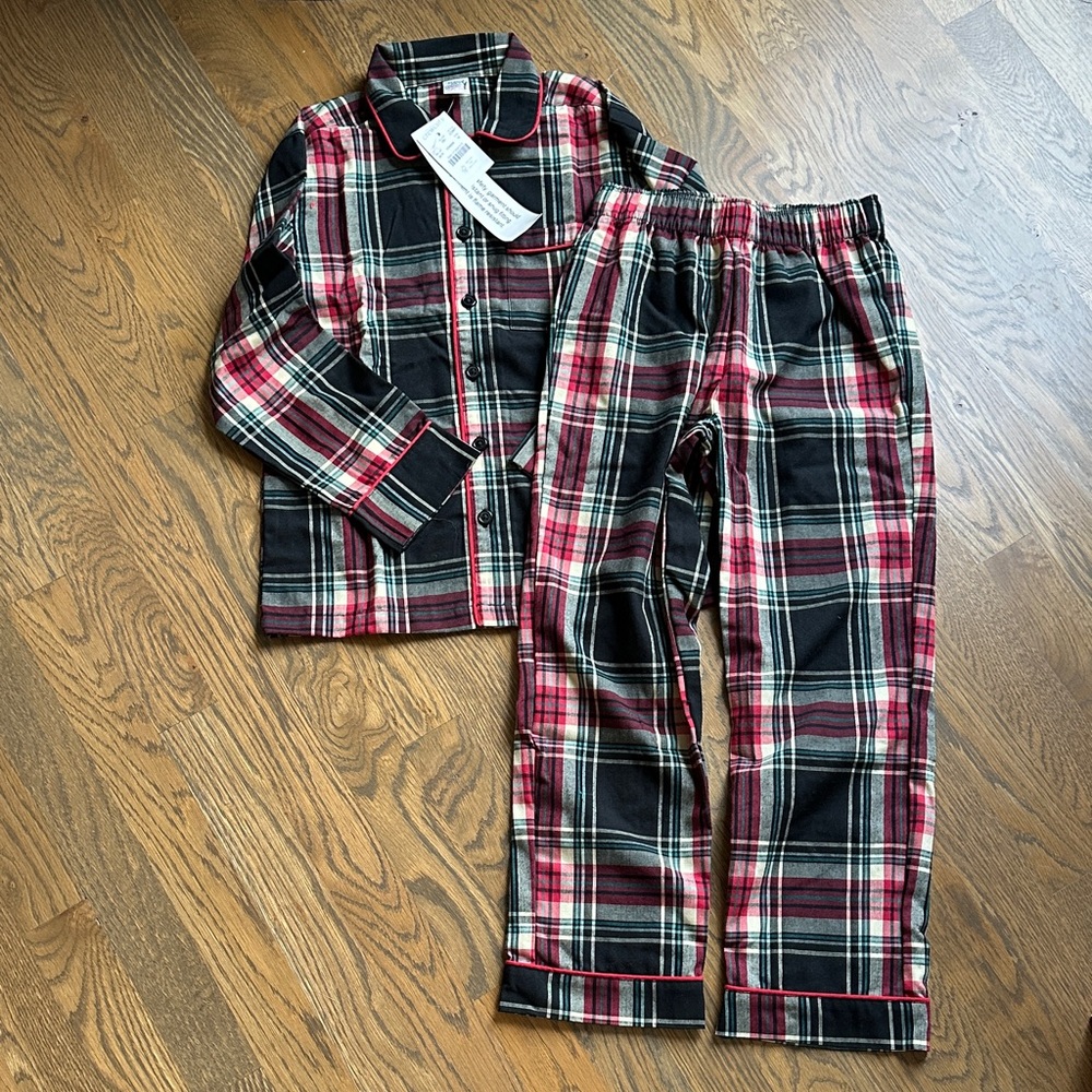 Crewcuts Kids Plaid Pajama Set - Red, Black, White